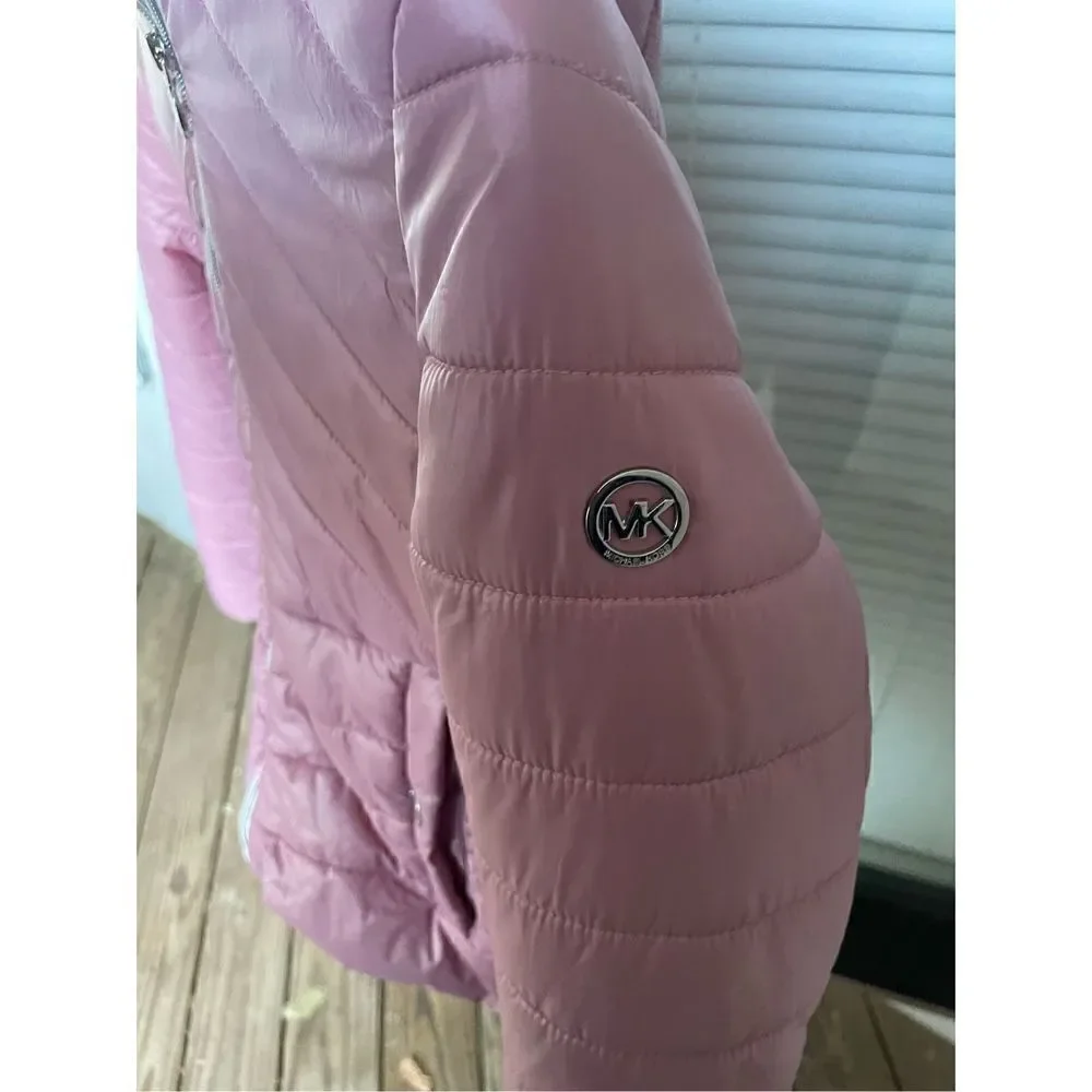 Michael Kors Girls Quilted Sherpa Lined Puffer Coat Pink Size 10/12